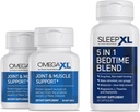 OmegaXL Joint Relief Supplement - Φυσική υποστήριξη μυών, 60 Softgels (2 Pack) & SleepXL άμεσο-απέλαση μελατονίνης, L-Θεανίνης (Calming), Χαμομήλι, Μαγνήσιο & B6 (60 Vegan Caps)
