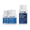 OmegaXL Joint Relief Supplement - Φυσική υποστήριξη μυών, 60 Softgels (2 Pack) & SleepXL άμεσο-απέλαση μελατονίνης, L-Θεανίνης (Calming), Χαμομήλι, Μαγνήσιο & B6 (60 Vegan Caps)