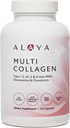 Alaya Naturals Hydrolyzed Multi Collagen Peptides Protein Capsules - Type I, II, III, V, X Grass-Fed Bovine, Chicken, Marine Collagen Supplement with MSM + GC (Κάψουλες - 120 Count)
