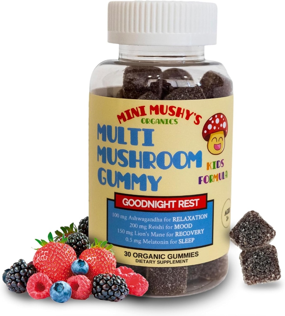 Organic Night Gummies Rest της Mini Musy, Reishi, Lions Mane, Μανιτάρια, Μελατονίνη 