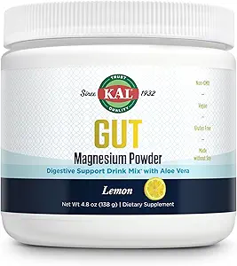 KAL Gut Magnesium Plus Aloe Vera Powder - Lemon Drink Mix - Συμπλήρωμα κιτρικού μαγνησίου με αλόη Vera Gel για Digestion & Relaxation Υποστήριξη - Χωρίς Ζάχαρη - 60-Day Εγγύηση, 40 Μερίδες, 4.8 OZ