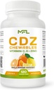 C D Z CHEWABLES | Vitamin C, 1000mg | Vitamin D3, | Zinc, | Non-GMO & Gluten Free | 120 Vegetarian Chewable Tablets | 120 Servings