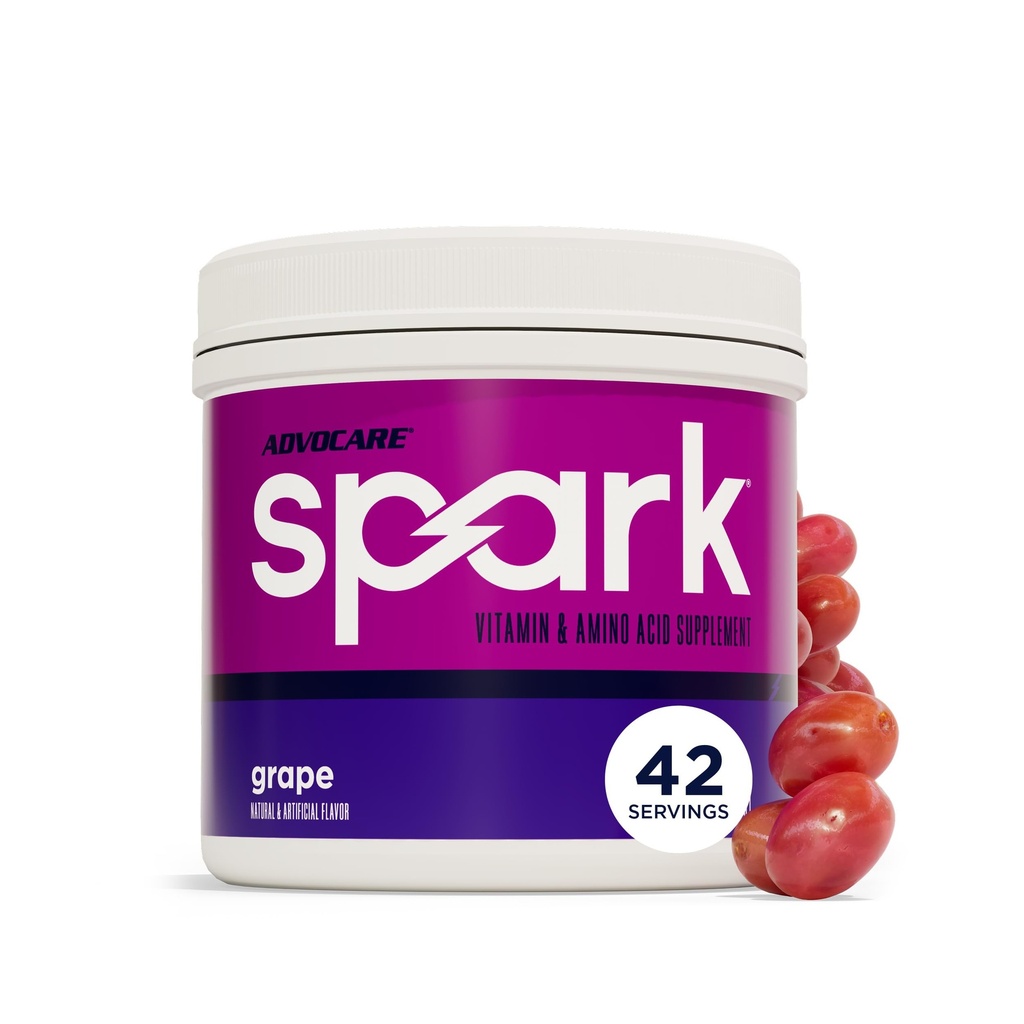 AdvoCare Spark - Energy Drink Mix - Συμπλήρωμα Βιταμίνης & Αμινικού Οξέως - Υποστηρίζει Ενέργεια & Εστίαση - Φορητή Ανοσολογική Υποστήριξη - Χωρίς ζάχαρη - Σταφύλι (10.5