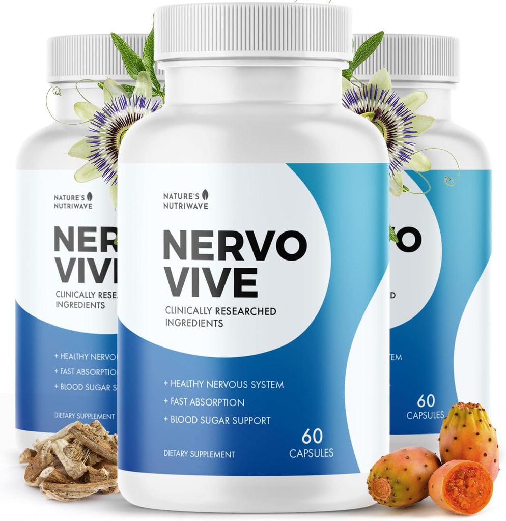 Nervovive Nerve Support Supplement - Advanced Formula Nerve Health Supplements, All Natural Potent Supplement, Maximum Strength for Overall Health and Wellness - 60 Capsules, 3 Month Supply