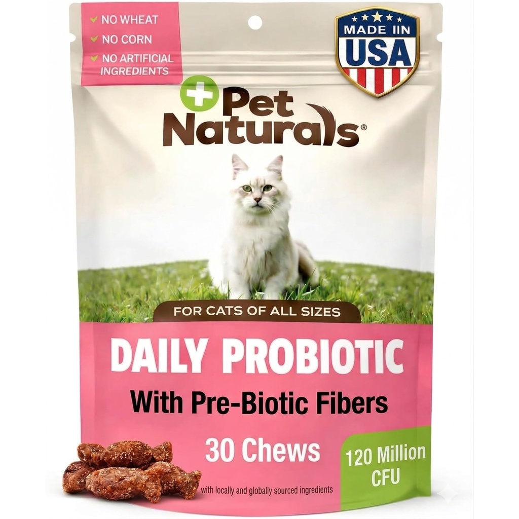 Pet Naturals Daily Probiotic Soft Chews for Cats, Digestive and Immune Support Supplement, 100 Million CFU Per Chew, Duck, 30 Count