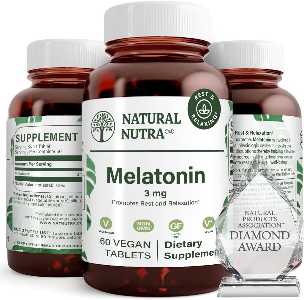 Φυσική Nutra Vegan Μελατονίνη 3mg, Βοηθά στη βελτίωση της υγείας της καρδιάς, υποστηρίζει ανοσοποιητικό σύστημα, βοηθά την υγεία των κυττάρων & καρδιά, Συμβάλλετε στη συνολική ευεξία, βελτιώστε την ποιότητα του ύπνου, χωρίς γλουτένη, 60 δισκία