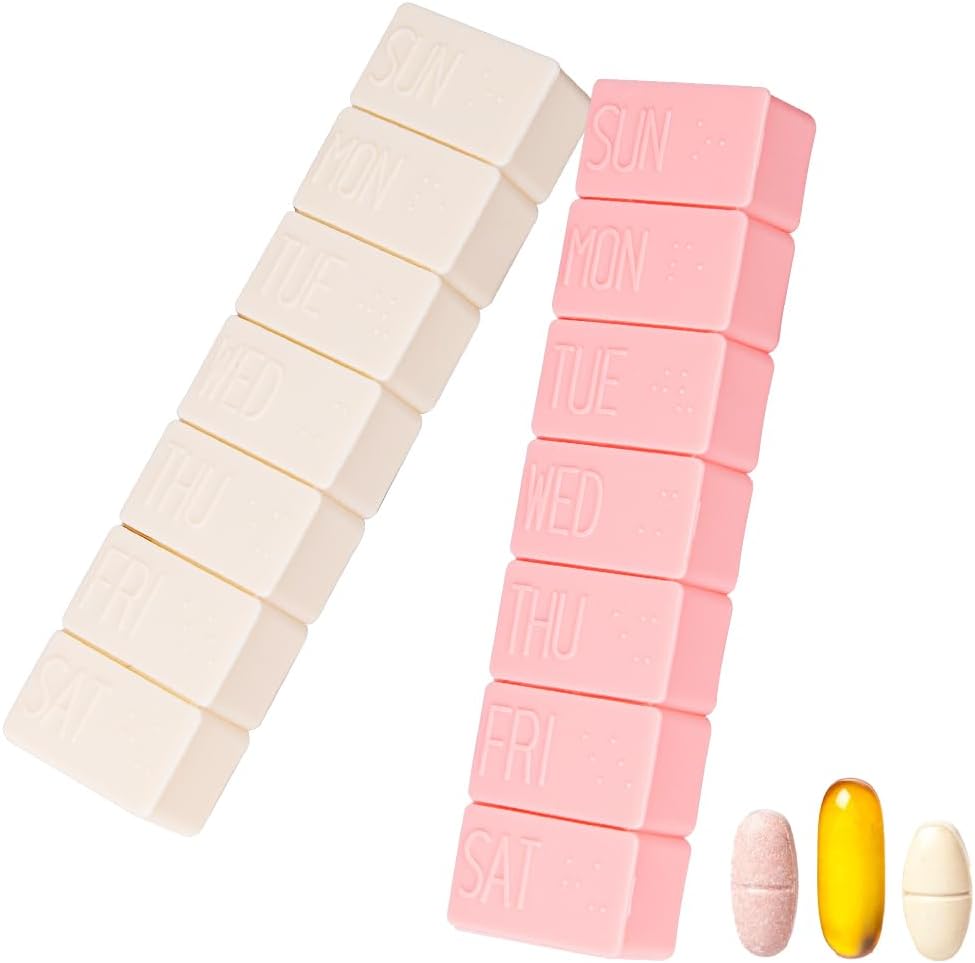 sanderala 2Pack Weekly Pill Organizer,Extra Large 7 Days Pill Cases Travel Daily Pill Box για το ιχθυέλαιο, τα δισκία ασβεστίου και άλλα χάπια βιταμίνης