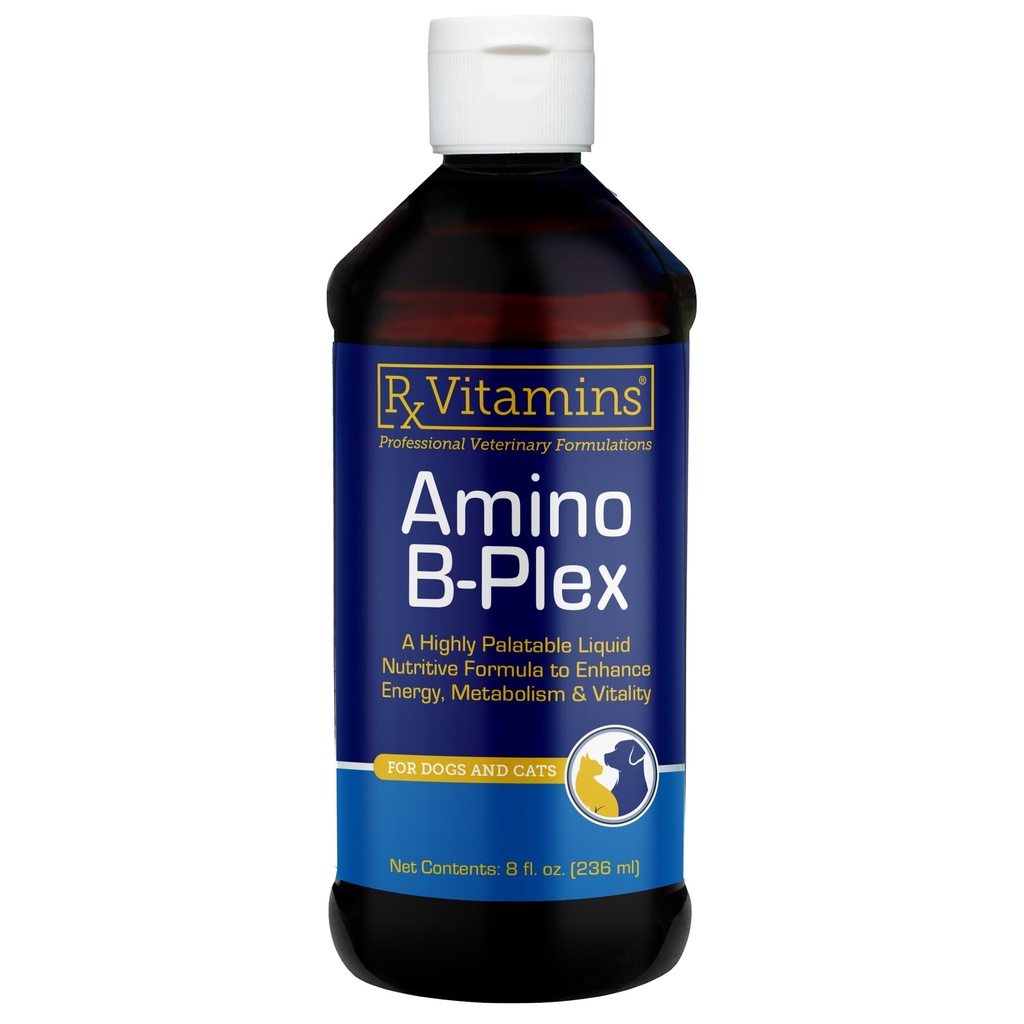 Rx Vitamins Amino B-Plex Cat & Dog Supplement - Vitamin B Complex Liquid Plus Amino Acids for Dogs & Cats - Ορεκτικό Αναμνηστικό και Κερδιστής βάρους γάτας & σκύλου - Συμπληρώματα & Βιταμίνες - 8 oz