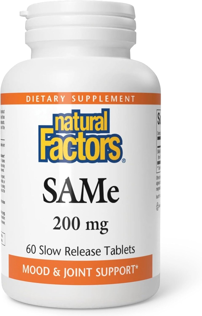 Φυσικοί Παράγοντες, SAME 200 mg, Βοηθά στην Ανύψωση της διάθεσης και Βελτίωση της Κοινής Υγείας, 60 δισκία (60 μερίδες)