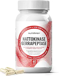 Nattokinase 2000 FU Serrapeptase 240000 SPU συμπλήρωμα - Ενισχυμένο με το συνένζυμο CoQ10 Βιταμίνη Β6 Βιταμίνη C εκχύλισμα μαύρου πιπεριού - Nattokinase 400mg Κάψουλα για άνδρες γυναίκες