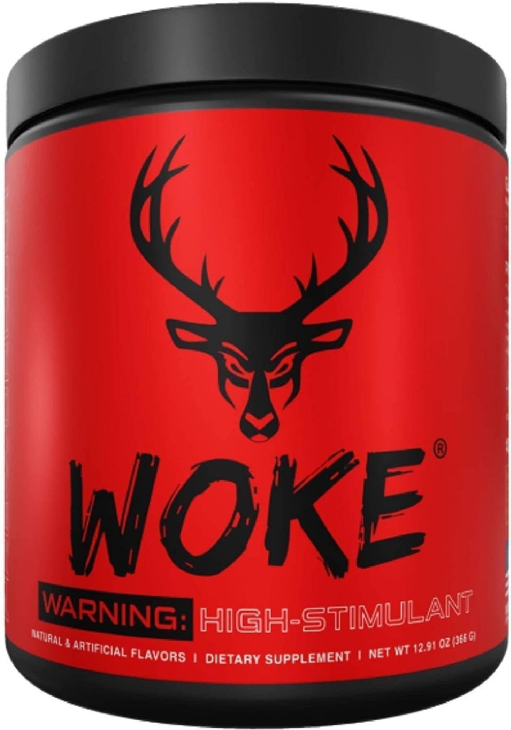 Bucked Up - Woke - ΥΨΗΛΗ STIM Προ προπόνηση - καλύτερη γεύση - Focus Nootropic, αντλία, δύναμη, 30 σέρβις (μπλε σμέουρο)