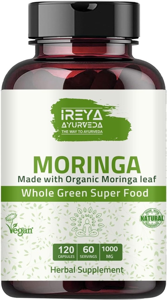 Moringa κάψουλα 1000 mg (120 κάψουλες), Moringa κάψουλες σκόνης Φτιαγμένα από οργανική Moringa Leaf σκόνη 