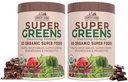 ΧΩΡΑ FARMS Super Greens Σοκολάτα Γεύση, 50 Βιολογικά Super Foods, USDA Βιολογικό Μείγμα Ποτών, Φρούτα, Λαχανικά, Super Greens, Μανιτάρια & Προβιοτικά, Υποστηρίζει την ενέργεια, 40 εξυπηρετούν, 10,6 Oz, 2 Πακέτο