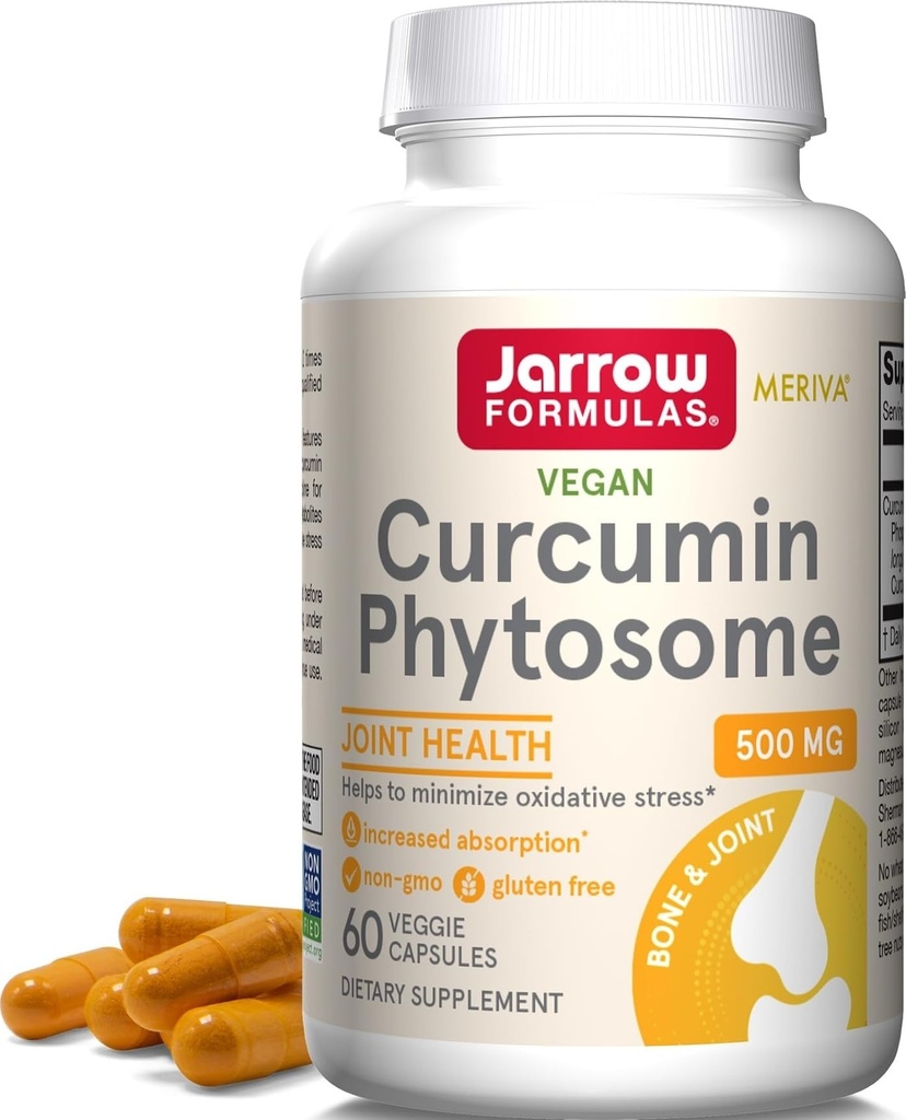 Jarow Formulas Curcumin Phytosome 500 mg - 60 κάψουλες Veggie - Formulated with Meriva - Συμπλήρωμα Υποστήριξης Αντιοξειδωτικών - Κοινή Υγεία & Υποστήριξη - 60 Υπηρεσίες