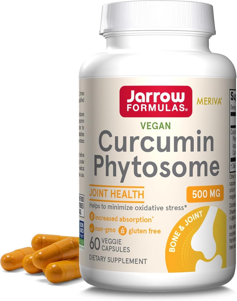Jarow Formulas Curcumin Phytosome 500 mg - 60 κάψουλες Veggie - Formulated with Meriva - Συμπλήρωμα Υποστήριξης Αντιοξειδωτικών - Κοινή Υγεία & Υποστήριξη - 60 Υπηρεσίες