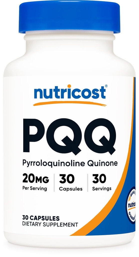 Nutricost PQQ (Pyrroloquinoline Quinone) 20mg, 30 Κάψουλες - Κάψουλες χορτοφάγων, μη ΓΤΟ, Χωρίς γλουτένη