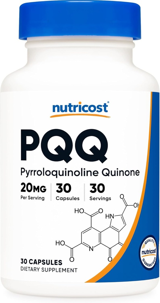 Nutricost PQQ (Pyrroloquinoline Quinone) 20mg, 30 Κάψουλες - Κάψουλες χορτοφάγων, μη ΓΤΟ, Χωρίς γλουτένη