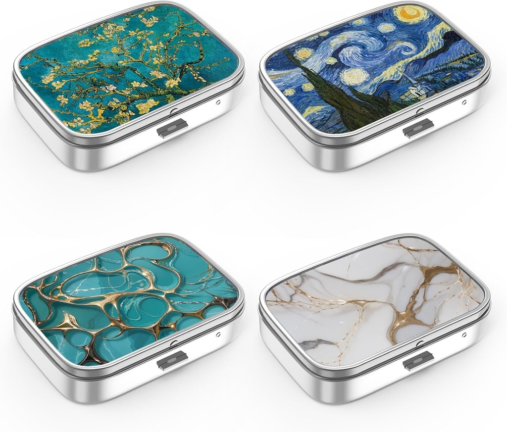 Κουτί χαπιών 2 Διαμέρισμα μικρή θήκη χαπιών, Πόρτο για Pocket ή Purse Pill διοργανωτής χαπιών κάτοχος για να κρατήσει βιταμίνες, φαρμακευτική αγωγή, ιχθυέλαιο και συμπληρώματα (4PCS)