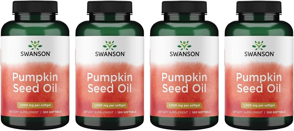 Swanson Pumpkin Seed Oil - Υψηλή βιοδιαθέσιμη EFAs - (100 κάψουλες Softgel, 1000mg το καθένα) 4 Συσκευασία