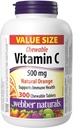 Webber Naturals Βιταμίνη C, 300 Μασώμενα δισκία πορτοκαλιού, 500 mg Βιταμίνη C ανά δισκίο, οστά, δόντια, ανοσοποιητική και αντιοξειδωτική υποστήριξη