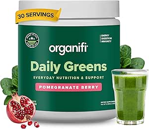 Organifi Daily Greens - Καθημερινή διατροφή και υποστήριξη - Πράσινο σκόνη για την ενέργεια, την πέψη, και την ασυλία, 30 Υπηρεσίες