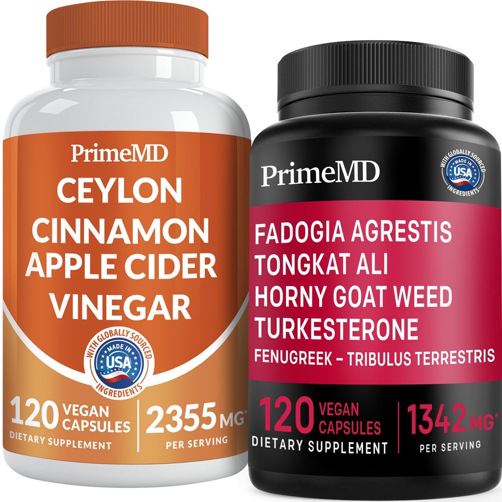 Ceylon Cinnamon (1pk) και Fadogia Tongkat Ali (1pk) Συμπλήρωμα Bundle - Ισχυρές Βιταμίνες για την Καρδιά, την Ενέργεια, τους Μυς, την Τεστοστερόνη, & την Ανοσολογική Υποστήριξη - Μη ΓΤΟ, Vegan, Χωρίς Γλουτένη