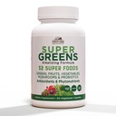 ΧΩΡΑ FARMS Super Greens Vegicaps, 32 Super Foods, Ολόκληρο συμπλήρωμα διατροφής, Πράσινα, Φρούτα, Λαχανικά, Μανιτάρια & Προβιοτικά, Πλούσιο σε Αντιοξειδωτικά & Φυτοθρεπτικά, 120 Count, 60 Servings