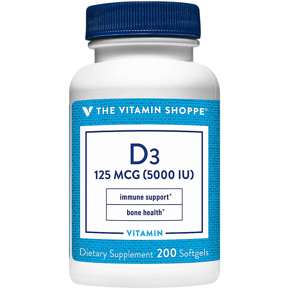 Η βιταμίνη Shoppe βιταμίνη D3 5000IU Softgel, υποστηρίζει την υγεία των οστών & ανοσοποιητικών, βοηθά στην κυτταρική ανάπτυξη & απορρόφηση ασβεστίου, γλουτένη χωρίς & μία φορά την καθημερινή Φόρμουλα (200 Softgels)