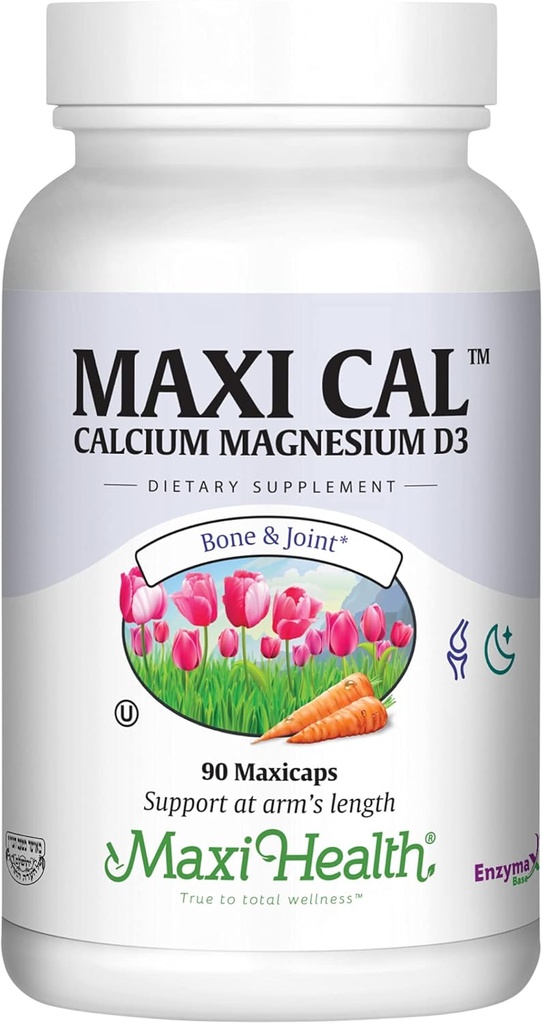 Maxi Health Calcium 1000 mg Συμπλήρωμα με Βιταμίνη D3 (1000 IU) και Μαγνήσιο (500 mg) - Οστό, Δόντια και Κοινή Υποστήριξη για Άνδρες και Γυναίκες - 90 Κάψουλες