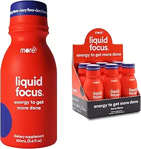 More Labs Liquid Focus, Nootropic Smart Drink with Ισχυρά Αντιοξειδωτικά & Προσαρμοσμένα Βότανα για την Ενέργεια και τη Συγκέντρωση, 150mg καφεΐνη (Pack of 6)
