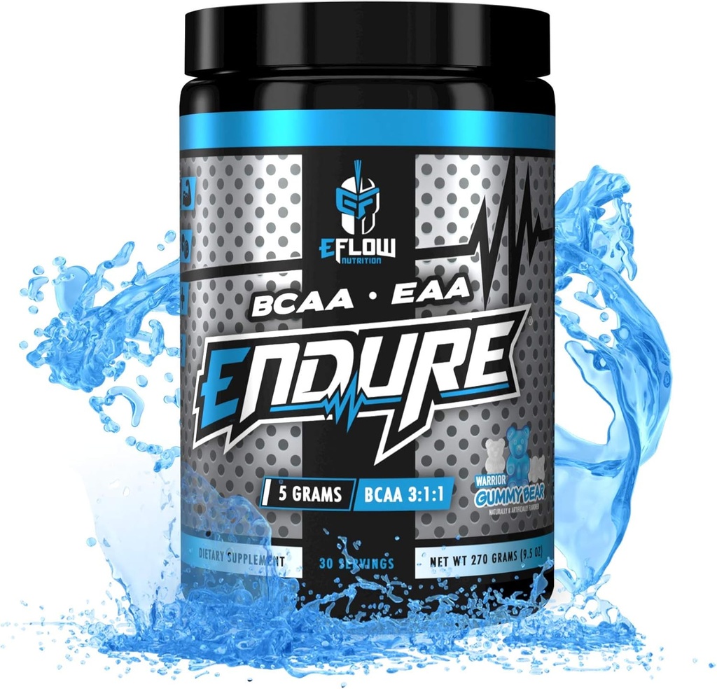 eFlow Nutrition Endure BCAA Plus EAA - Essential Amino Acids Electrolyte Powder Intra Processout - Βελτίωση ενέργειας, ανάκτησης και απόδοσης - Warrior Gummy Bear(30 Servings)