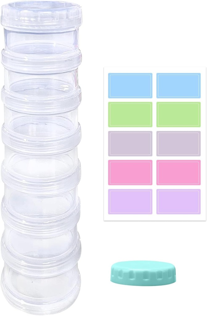 7 Day Pill Organizer Case Stackable Weekly Supplements Vitamins Pills Holder Dispenser Large Clear Transparent with Extra Lid