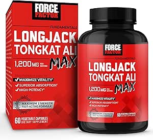 Force Factor Longjack Tongkat Ali Max για άνδρες, αρσενικό Stamina και συμπλήρωμα ζωτικότητας Φτιαγμένο με εκχύλισμα Tongkat Ali και βασικά φυσικά συστατικά για την ανώτερη απορρόφηση, 1200mg, 60 κάψουλες