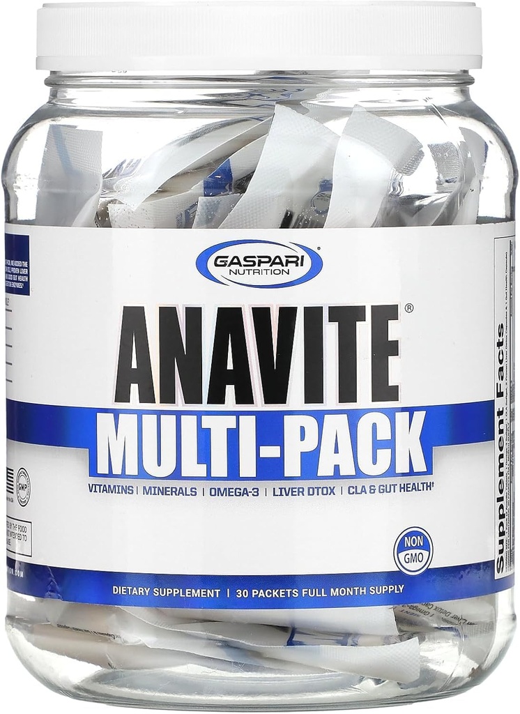 Gaspari Διατροφής Αναβίτης, Πλήρης Φάσμα Multi-Vitamin συσκευασίες, Αναβίτης Πολυβιταμίνες, CLA, Ωμέγα 3s, Αποδεδειγμένο Gut, και Proven Liver Detox, Όλα σε 1 (30 εξυπηρετούν, 5 σε 1 Multivitamin Pack)