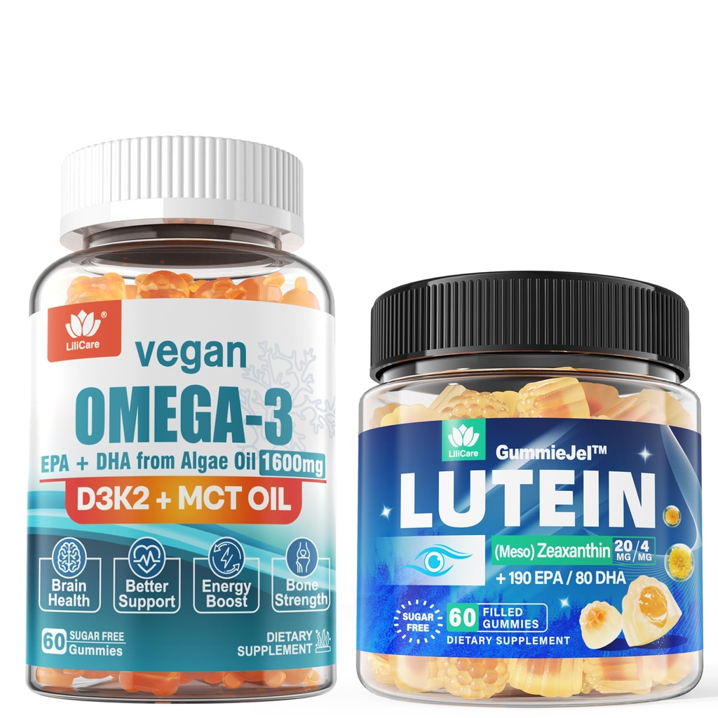 Χωρίς ζάχαρη Lutein 20mg 40mg & Vegan Omega3 Gummies 1280mg