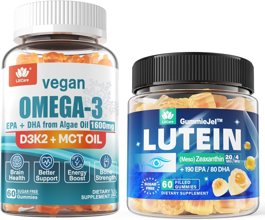 Χωρίς ζάχαρη Lutein 20mg 40mg & Vegan Omega3 Gummies 1280mg