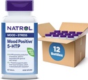 Natrol Mood Θετική 5-HTP 50mg με L-Θεανίνη, Βιταμίνη Β6, Βιταμίνη Β12 και Folate, συμπλήρωμα διατροφής βοηθά στην υποστήριξη μιας θετικής διάθεσης, 50 δισκία, 25-50 ημερήσια προσφορά (πακέτο των 12)