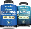 Nutrivein Premium Irish Sea Moss Capses & Berberine Supplement Bundle: Υψηλής Απορρόφησης Sea Moss & Berberine Supplements Bundle for Digestion, Μεταβολισμός, & Ζωτικότητα