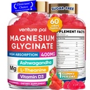 60 ημέρα προσφοράς Μαγνήσιο Γλυκινικό 400mg Gummies με Ashwagandha, L-Θεανίνη, CoQ10, βιταμίνη D3 & B6, χωρίς ζάχαρη Μαγνήσιο Gummies για ενήλικες & παιδιά, άγχος ανακούφιση, ύπνο & ηρεμία, Vegan, χωρίς γλουτένη