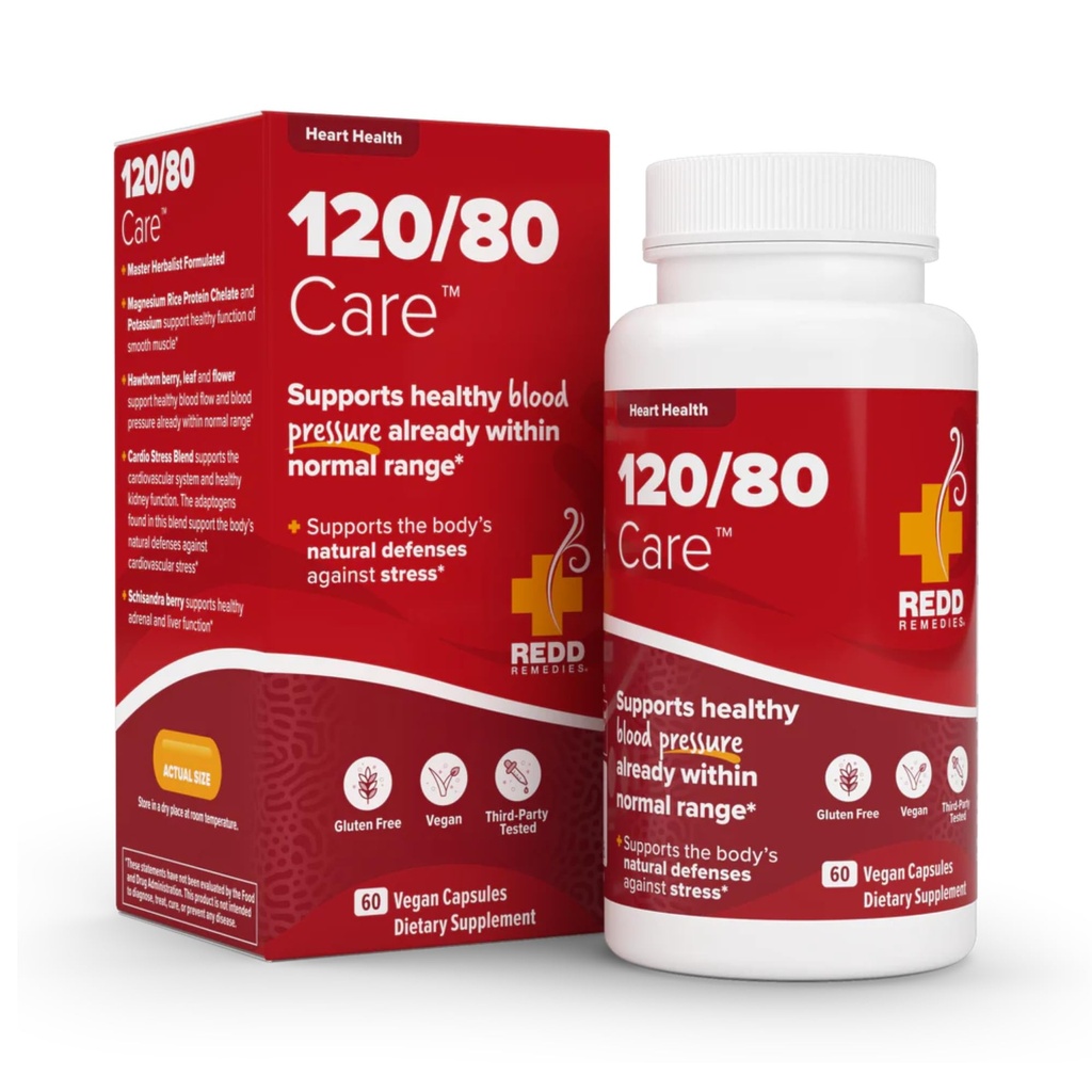 Redd Remedes, 120/80 Care, Heart Health and Natural Blood Pressure Support, 60 Vegan Κάψουλες