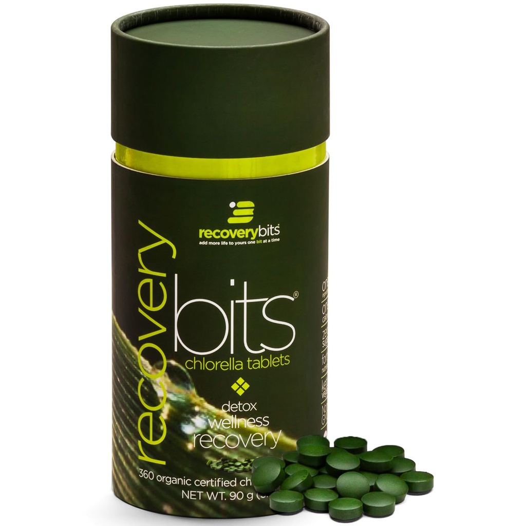 RECOVERYbits - Βιολογικά Δισκία Chlorella - Φυτικές Άλγες Superfood - Χλωροφύλλη - Ρωγμή Τοίχωμα κυττάρων - Ενέργεια - Ανοσοποιητικό Σύστημα - Detox - Keto - Vegan - Μη ΓΤΟ - Μικρό Κάνιστρο - 360 Δισκία