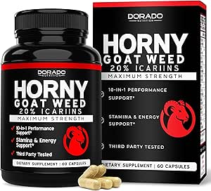 Horny Goat Weed For Men and Women - [20% Icariins Max Strength] - Σταμίνα, Αντοχή, Κυκλοφορία, Κοινή & Υποστήριξη Πίσω - Maca Root, Ginseng, Yohimbine, Tribulus, L-Arginine - USA Made - 60 Count