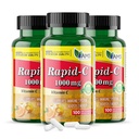 America Medic & Science Rapid-C 1000mg συμπλήρωμα βιταμίνης C (3 Pack of 100 Tablets) Ενεργειακός ενισχυτής, Καθημερινή υποστήριξη ανοσοποιητικού συστήματος, Αντιοξειδωτικό 