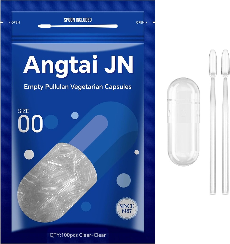 Empty Capsules Size 00 - Clear Fillable Vegetarian Capsules(100 Count) Size 00 Empty Pullulan Capsules with Two Micro Lab Spoons,- Veggie Capsules Empty Caps for DIY Your Own Supplements