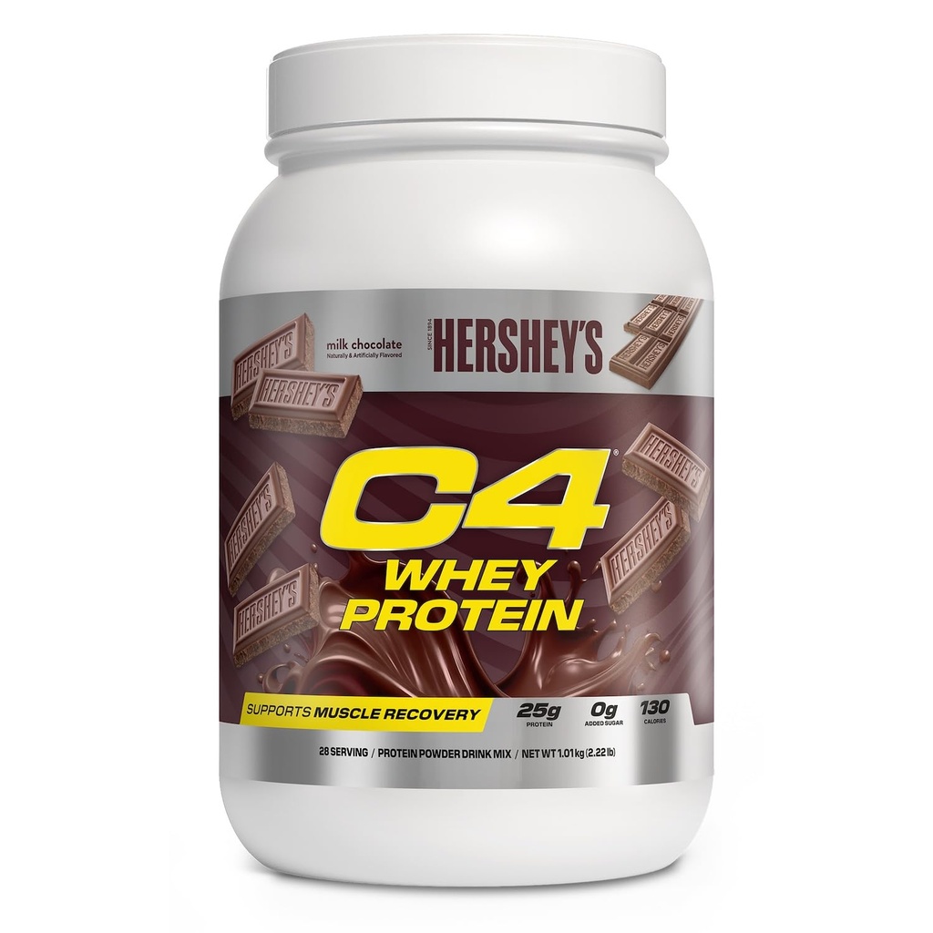 Cellucor C4 Whey Protein Powder, Hershey's Chocolate - 25g Protein, 0g Προστέθηκε ζάχαρη, 130 θερμίδες ανά υπηρεσία, υποστηρίζει την αποκατάσταση των μυών, 28 εξυπηρετούν, Premium Ορός γάλακτος για μετά την προπόνηση