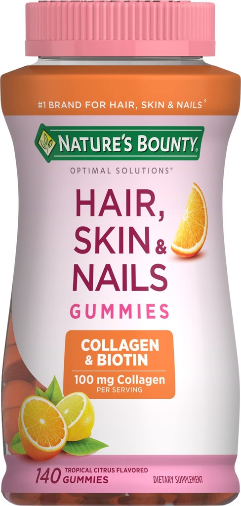 Boundty της φύσης με Biotin και Collagen, Citrus Gummies, 140 Ct