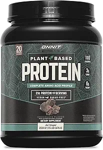 ONNIT Plant-Based Protein Powder, Vanilla Flavor, 20g Protein per Serving, Vegan and Dairy Free Dietary Supplement with 20 Servings per Tub, 21.9 oz