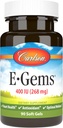 Carlson- E- Gems, 400 IU (268 mg), Heart Health & Optimal Wellness, Αντιοξειδωτικό, 90 μαλακά τζελ