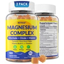 Μαγνήσιο Σύμπλεγμα Gummies 400mg, Μαγνήσιο Γλυκινικό Κιτρικό Μηλίτη + Κουρκουμάς, GABA, B6 B12, Κάβα Κάβα, L-Θεανίνη για τον ύπνο, ηρεμία, χαλάρωση, ενέργεια, Μαγνήσιο Gummies για γυναίκες άνδρες, Vegan, 2 συσκευασία