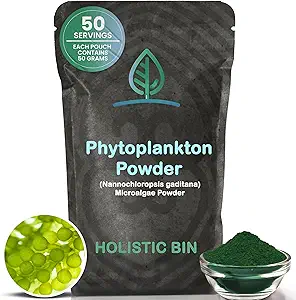 Holistic Bin Marine Phytoplankton Powder – Βιώσιμα καλλιεργείται σε Nordic Green Water Farm – Nutrient-Dense Omega-3 Superfood – Πλούσιο σε Αμινοξέα, Χλωροφύλλη, Βιταμίνες & Trace Minerals – 50 γραμμάρια